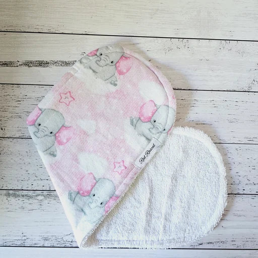 Flannelette Pink Elephants Burp Cloth