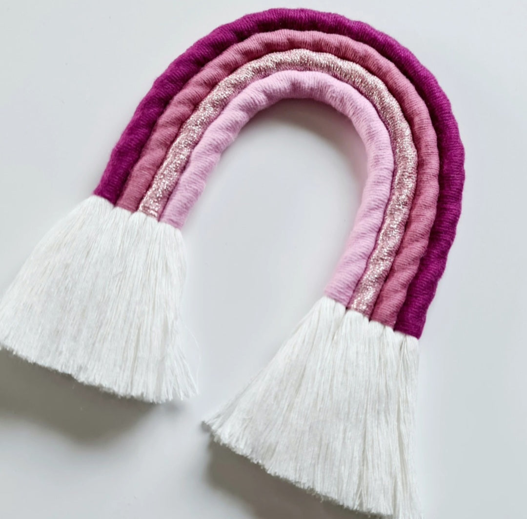 Pixie Pink Macrame Rainbow Wall Hanging - Made to order