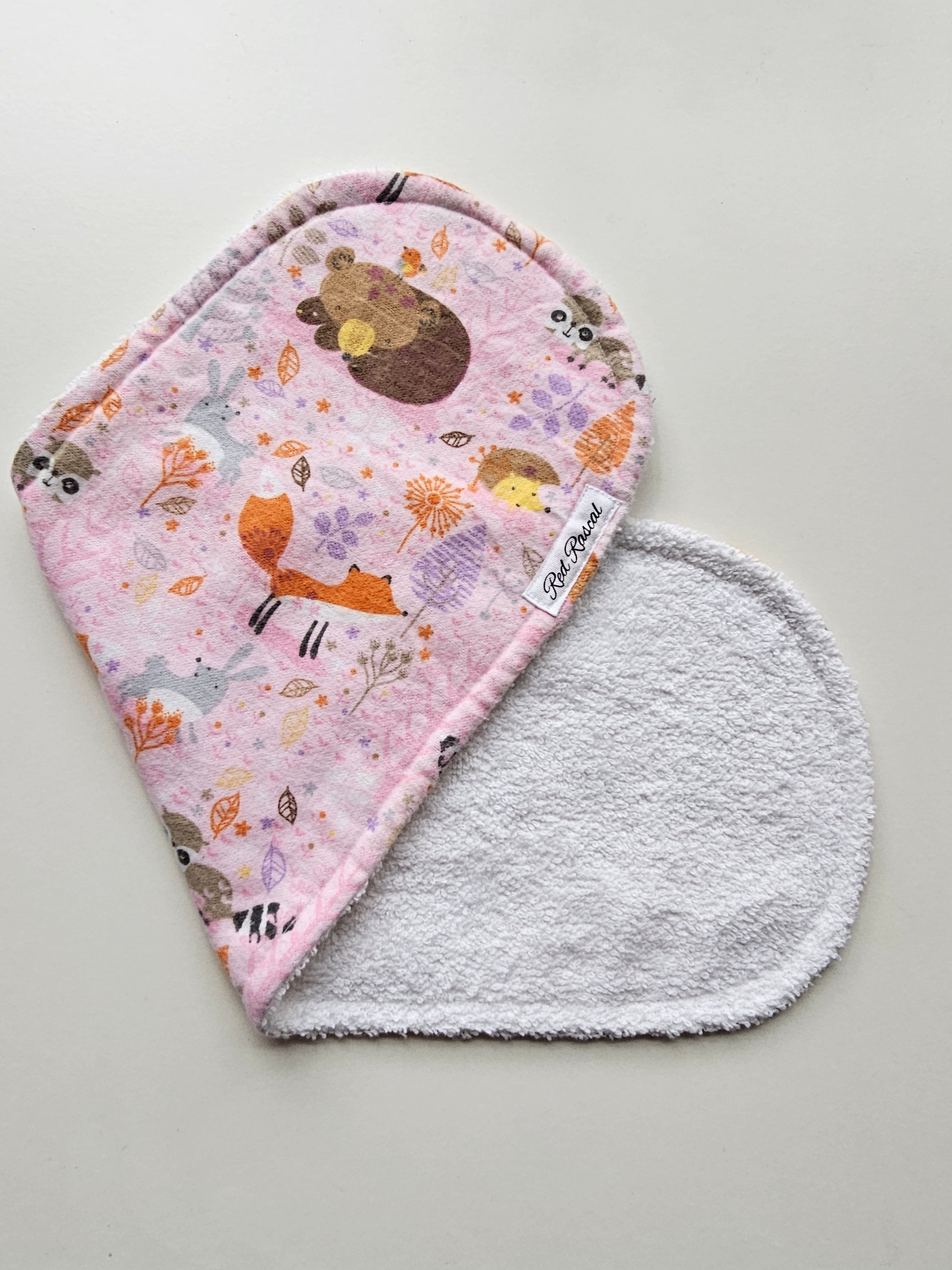 Flannelette Pink Woodlands Burp Cloth