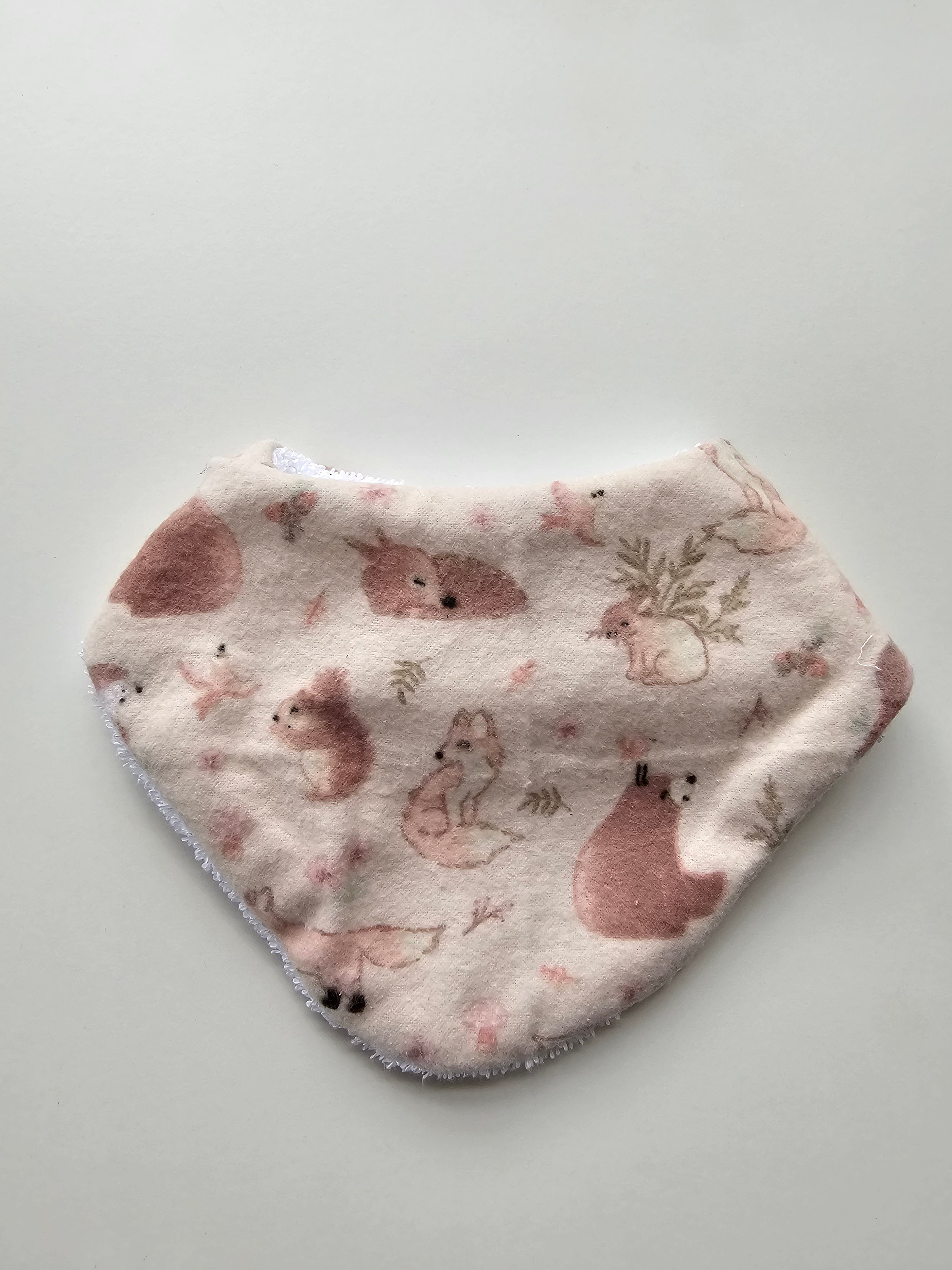 Flannelette Cream Woodlands Bandana Dribble Bib