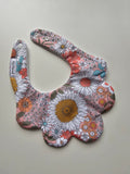 Pink Retro Daisy Scalloped Dribble Bib