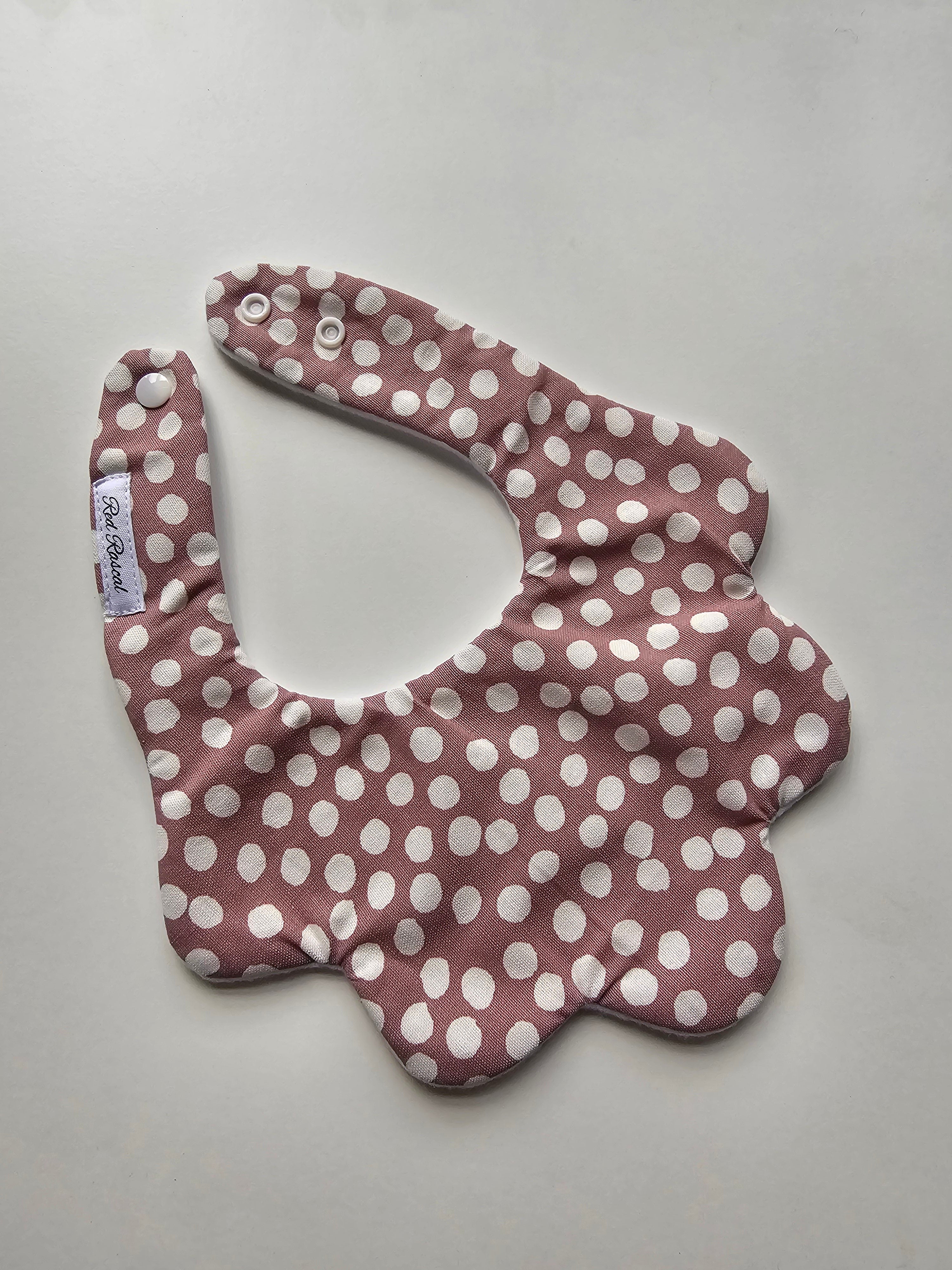Blush Spots Scalloped Dribble Bib