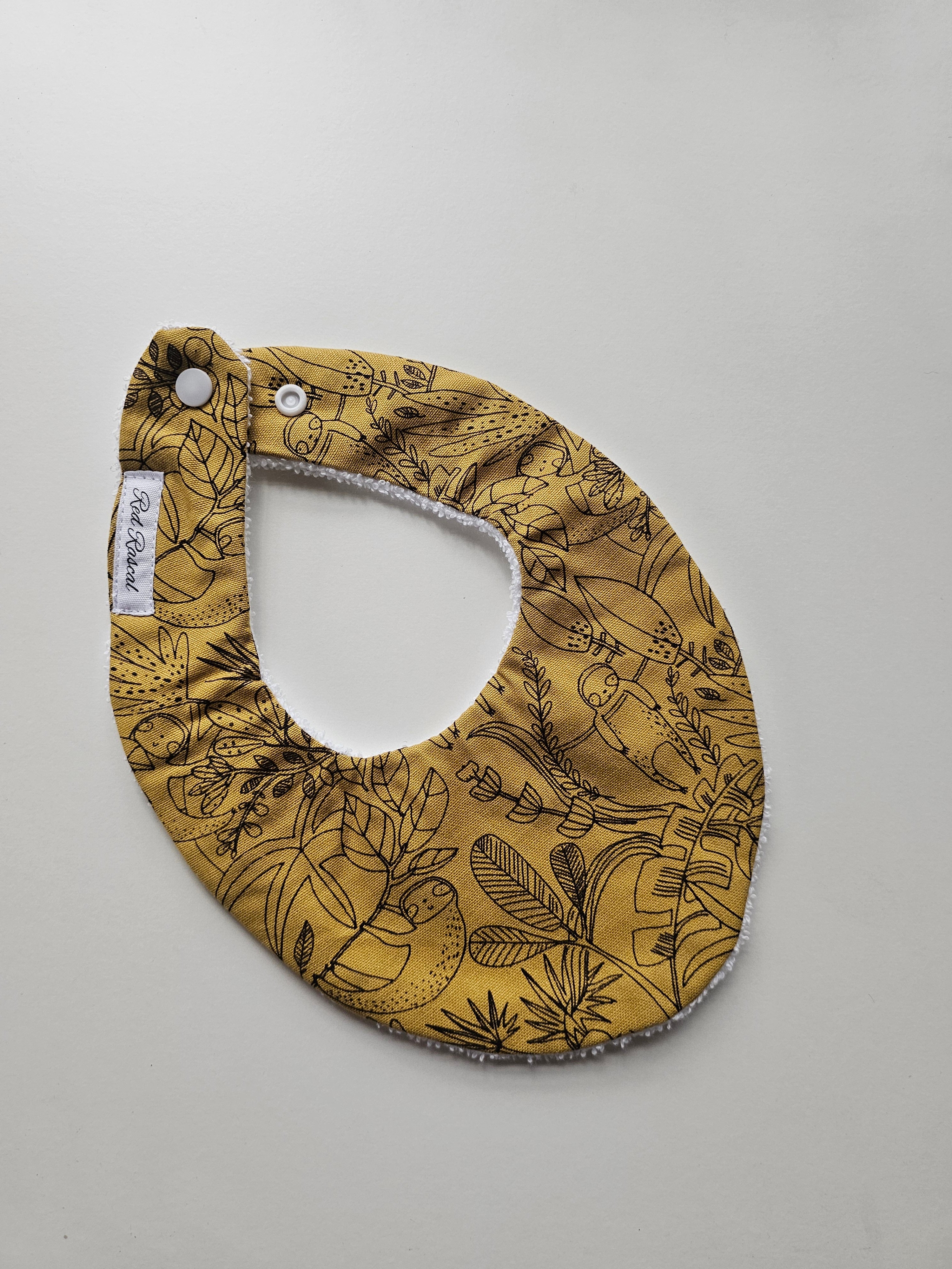 Mustard Sloths Flat Bandana Dribble Bib