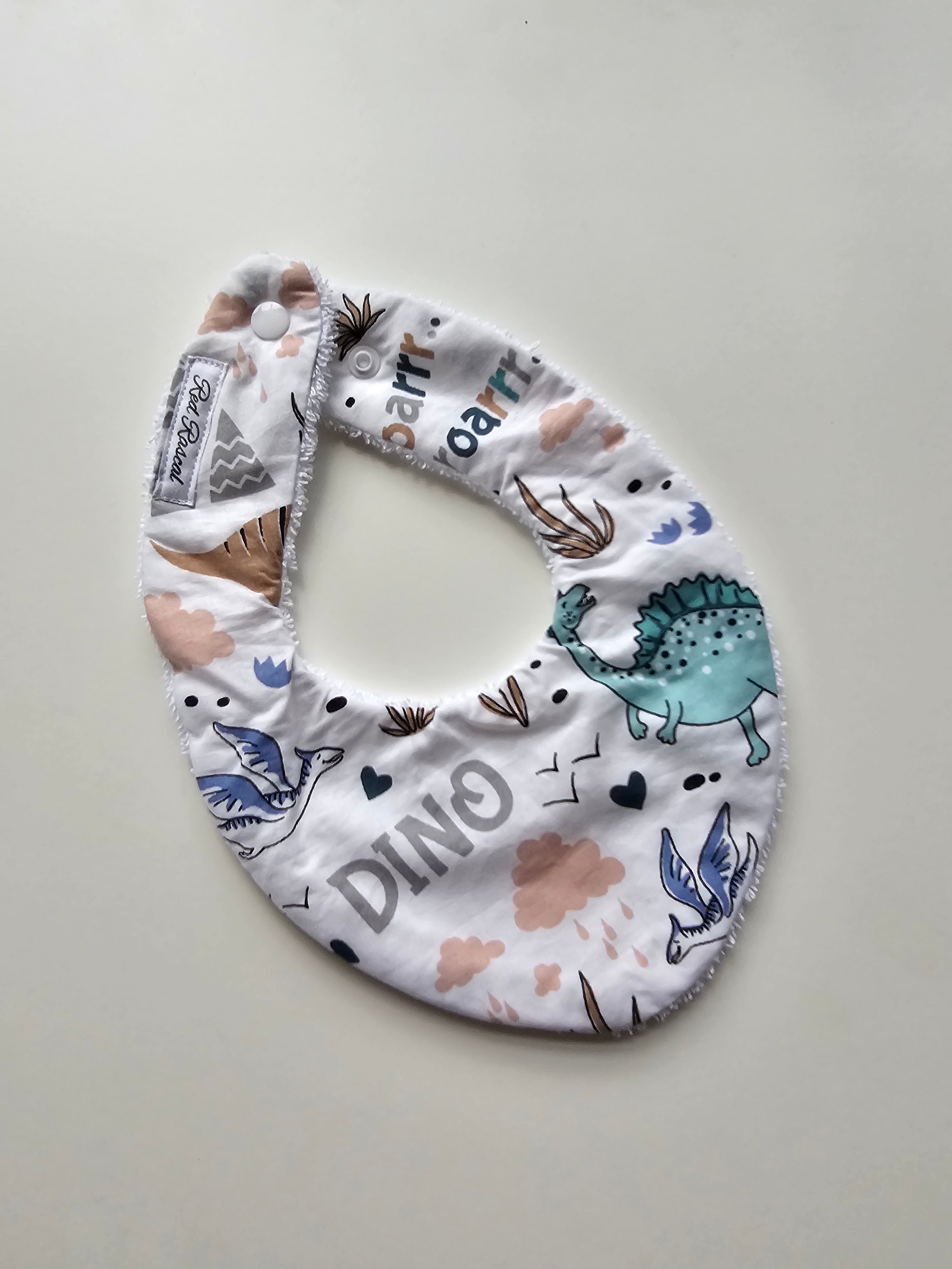 Prehistoric Beige Flat Bandana Dribble Bib