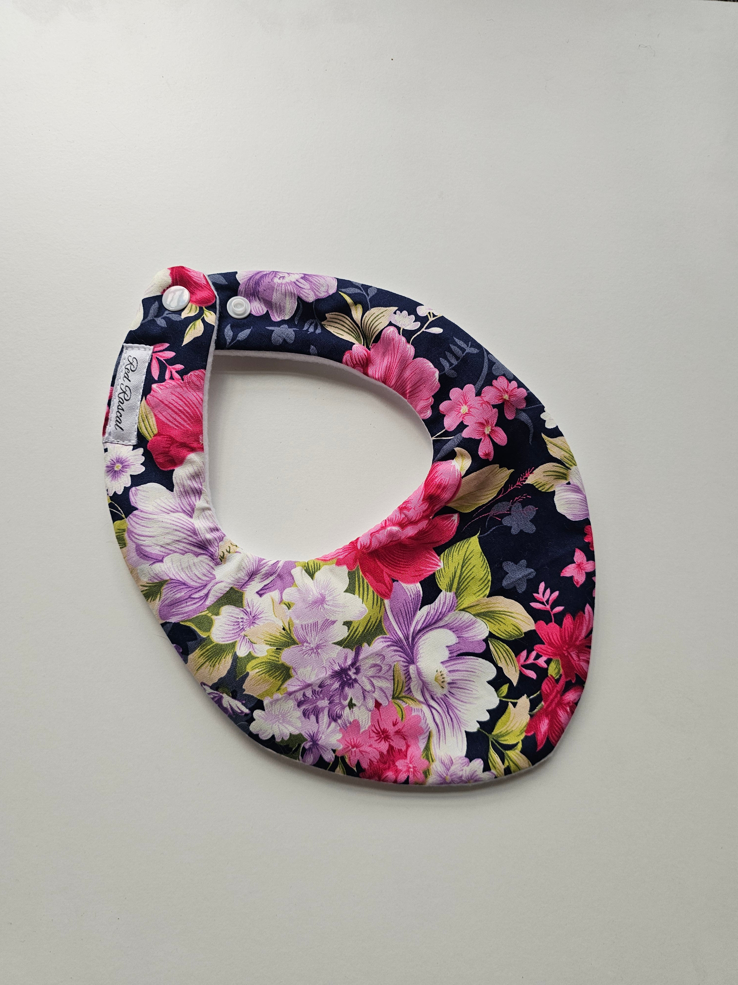 Navy Bloom Flat Bandana Dribble Bib