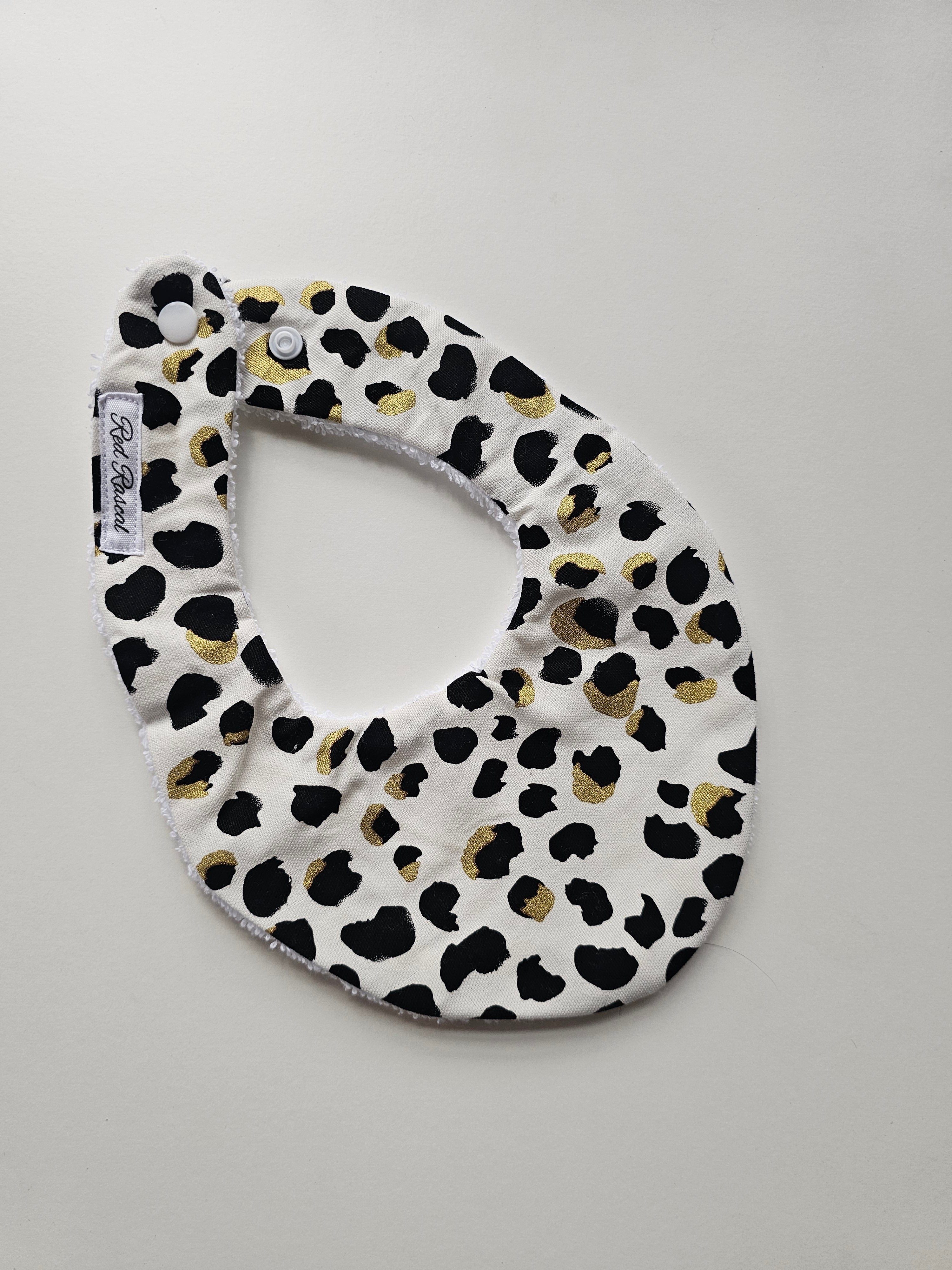 Black & Gold Animal Print Flat Bandana Dribble Bib